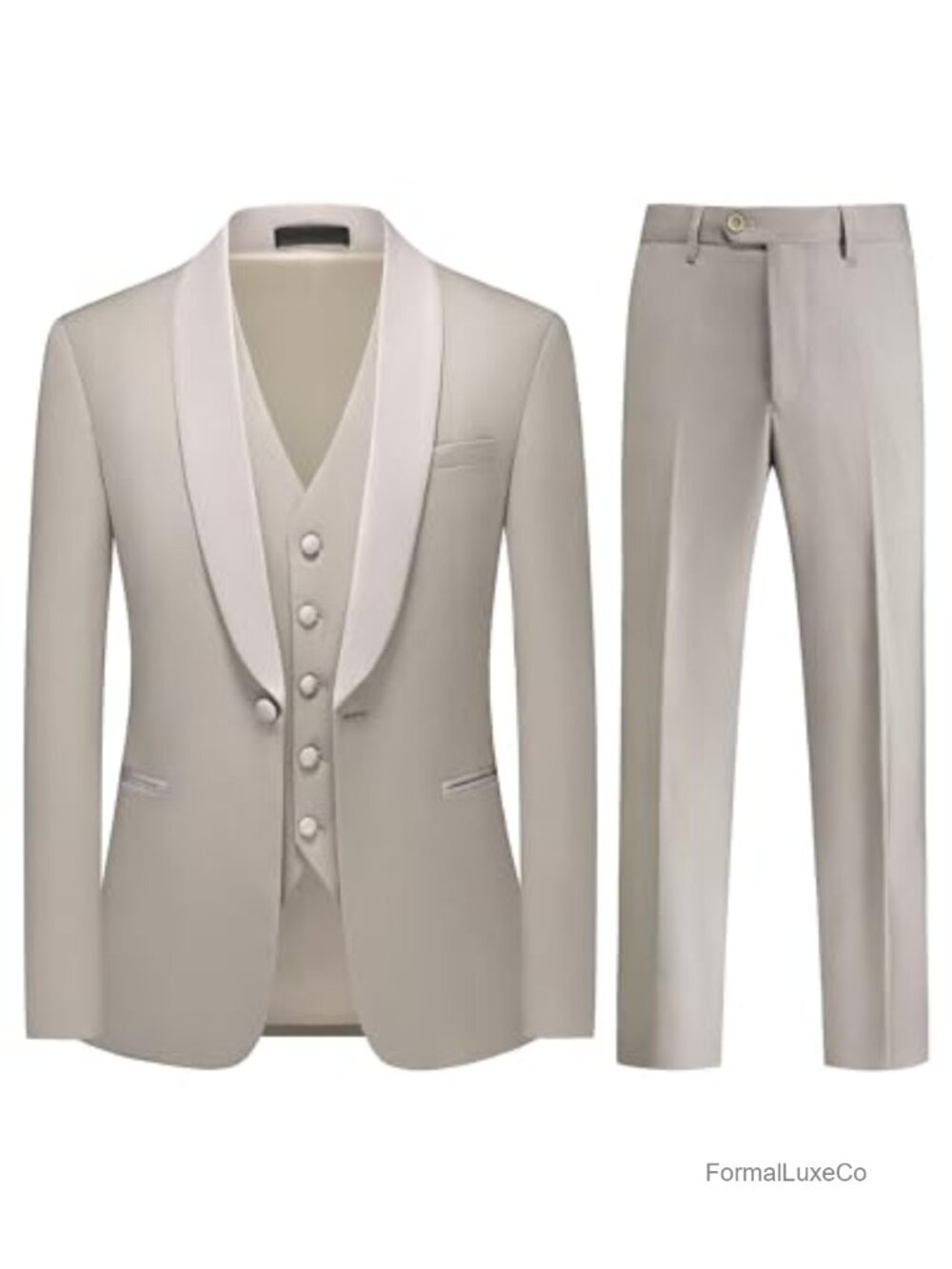 Men's 3 Piece Slim Fit Tuxedo Suit Blazer Vest Pants Set